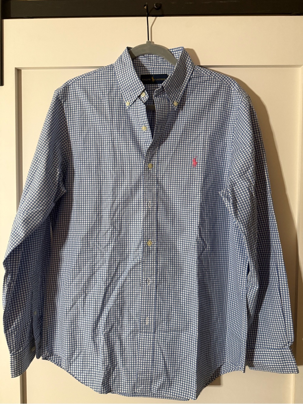 Ralph Lauren Light Blue & White Gingham Button-Down Shirt